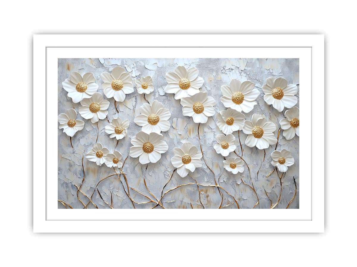 White Flowers Canvas Painting 