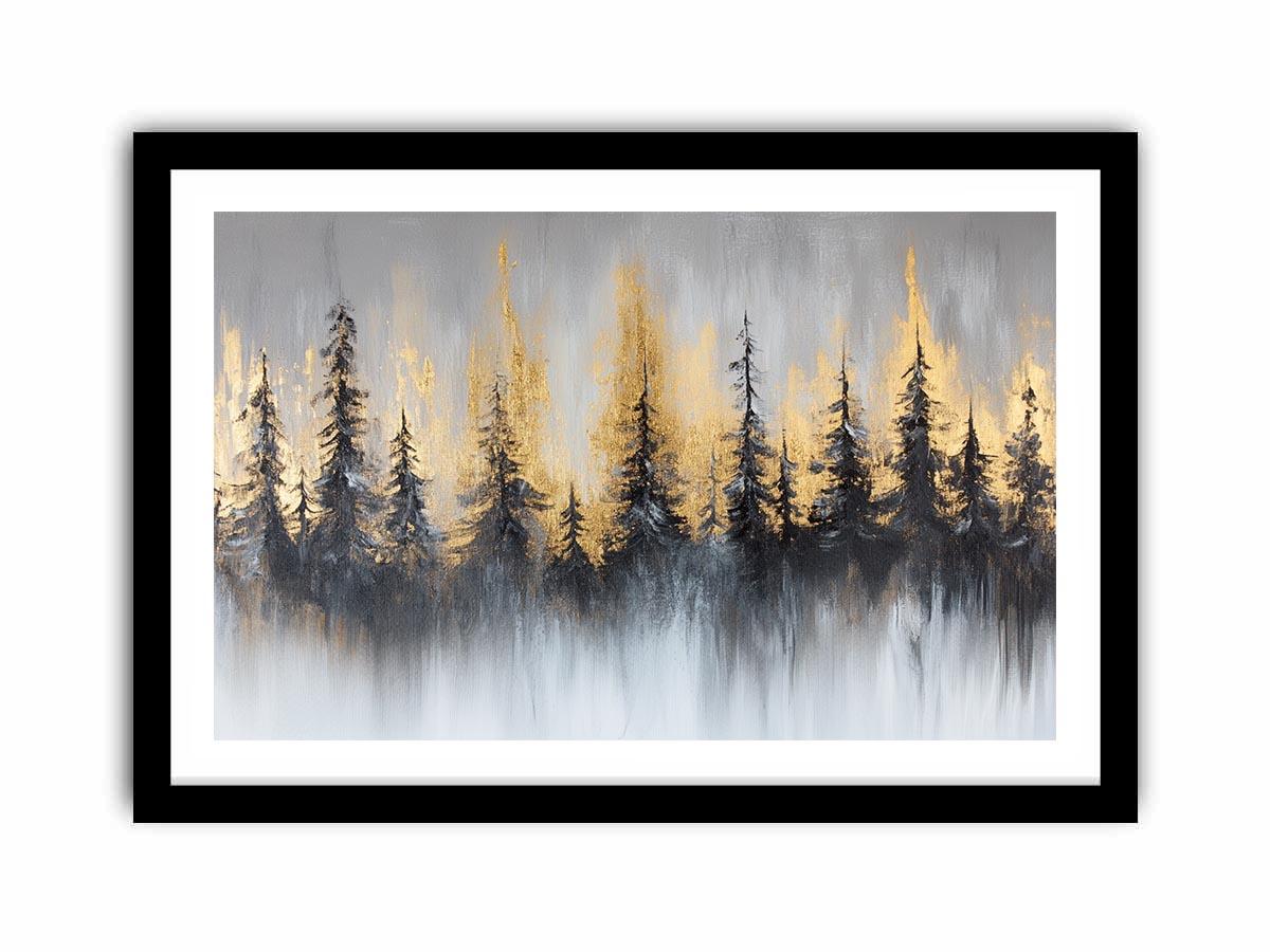 Silver Gold Forest Canvas Painting 