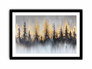 Silver Gold Forest Canvas Painting 