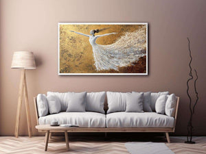 White Ballerina Canvas Painting 