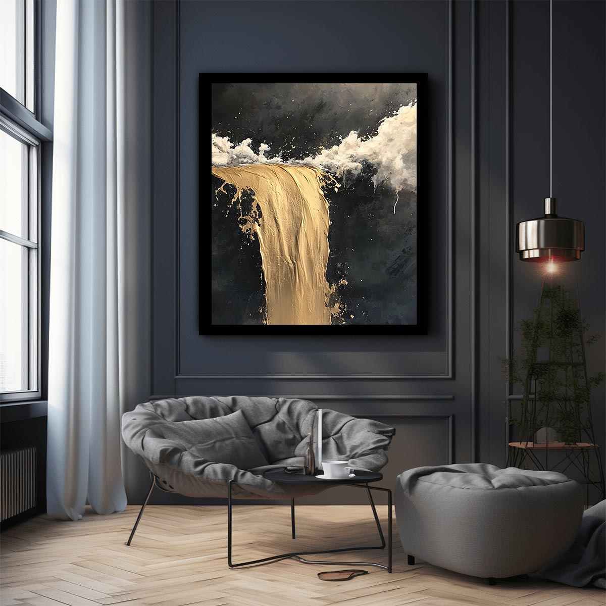 Abstract River Canvas Painting 