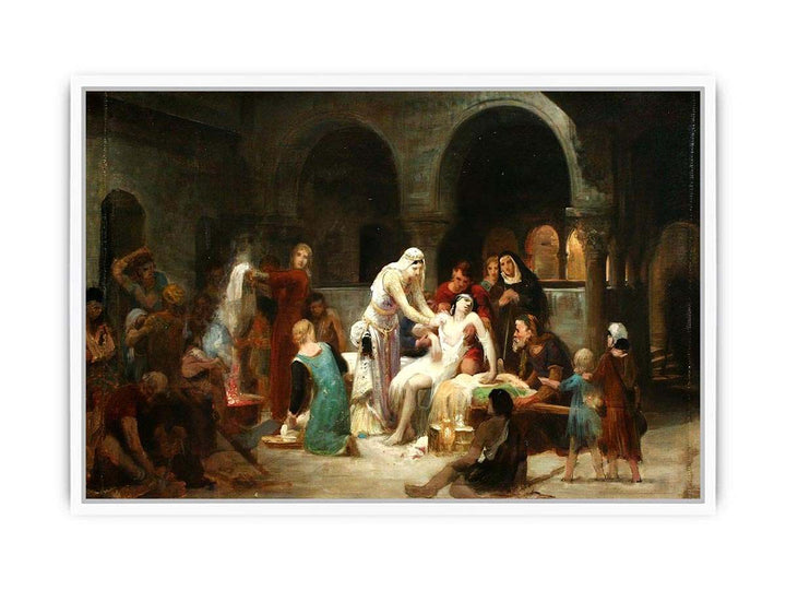 Sainte Élisabeth de Hongrie soignant les malades Framed Print