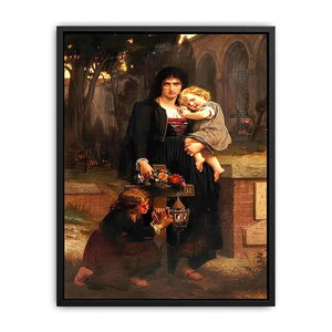 Sa me`re avec ses deux enfants a` la tombe du pe`re Canvas Print