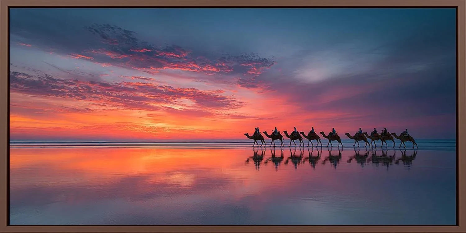 Cable Beach Sunset Camel  Panoramic Canvas Print