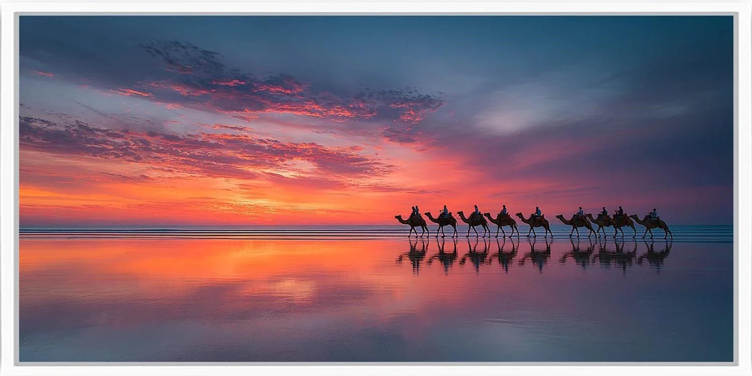 Cable Beach Sunset Camel  Panoramic Canvas Print