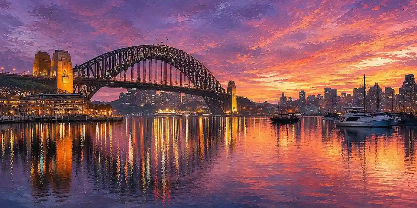 Sydney Harbour Bridge Dawn Panorama Canvas Print  Panorama
