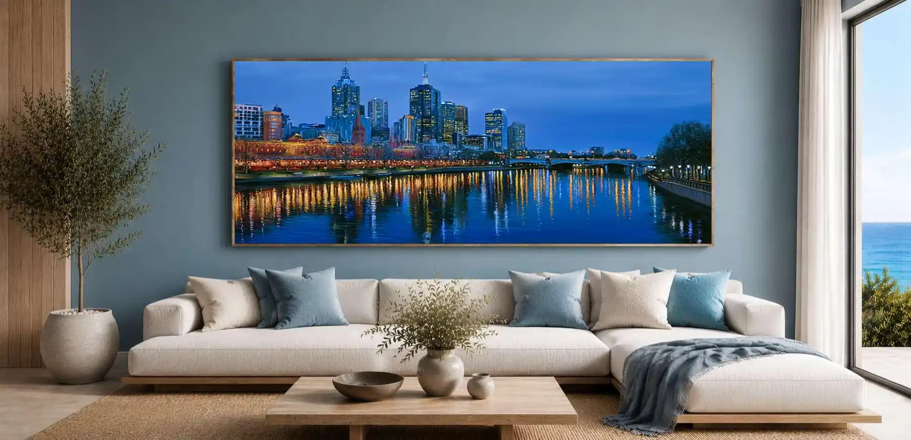 Melbourne City Skyline Panorama Canvas Print
