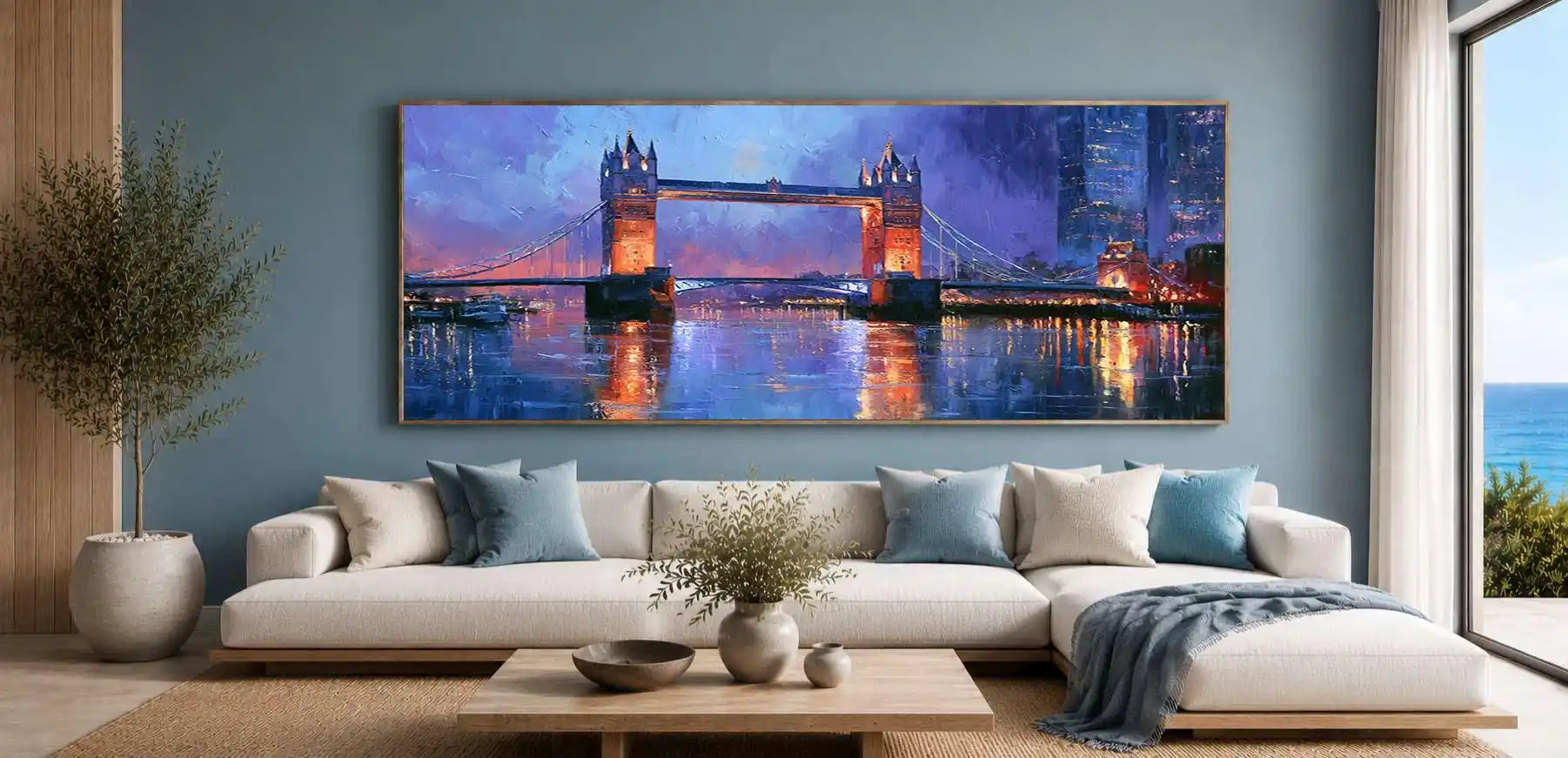 London Thames & Tower Bridge  Panorama Painting 