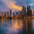 Manhattan Skyline Panorama Painting 