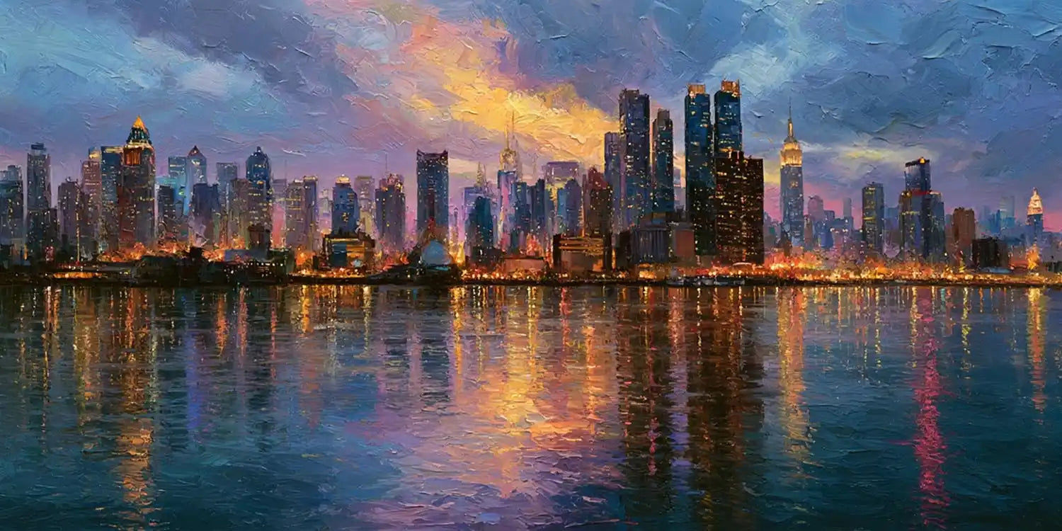 Manhattan Skyline Panorama Painting 