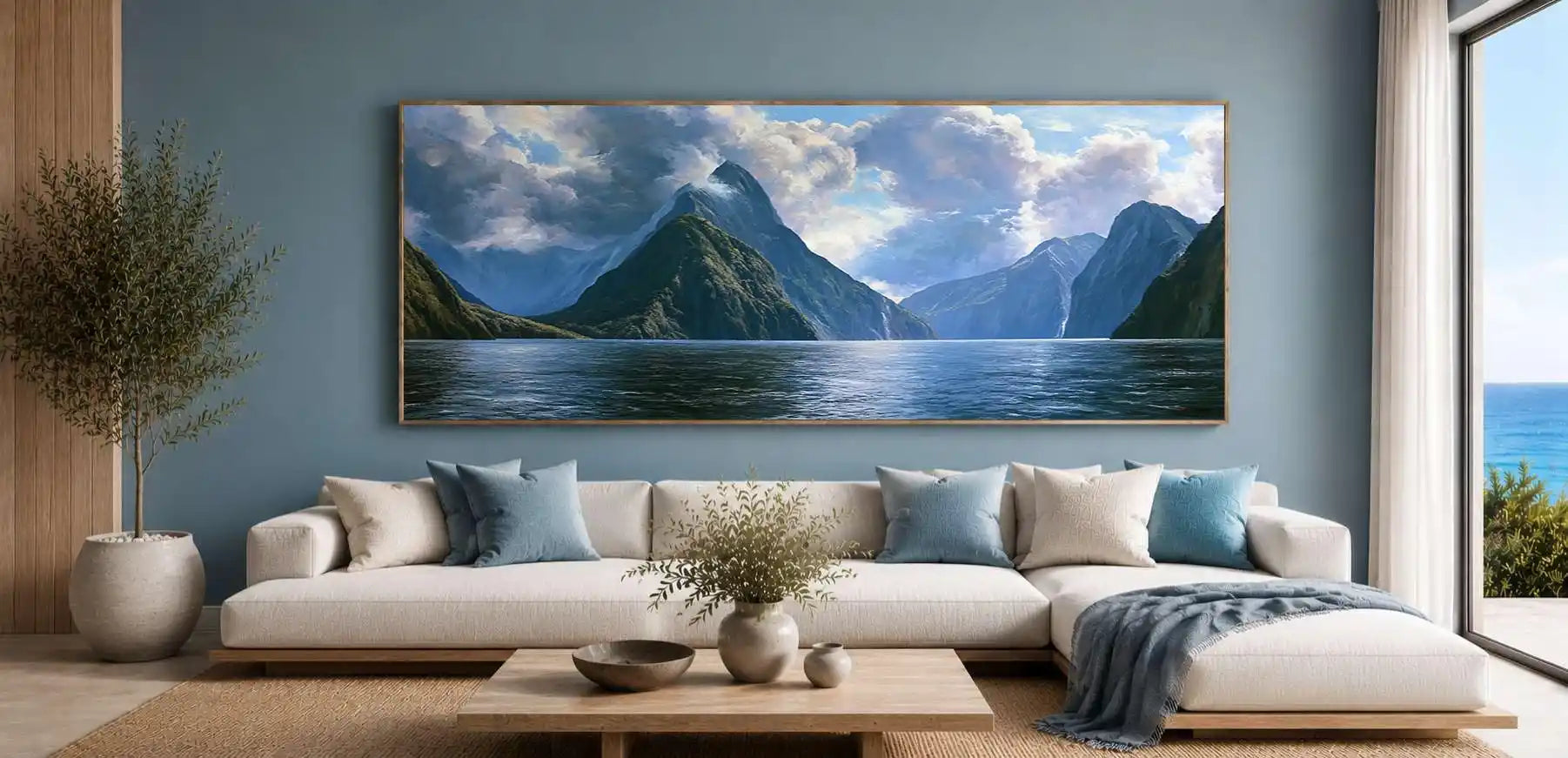 Milford Sound  New Zealand Panoramic painting