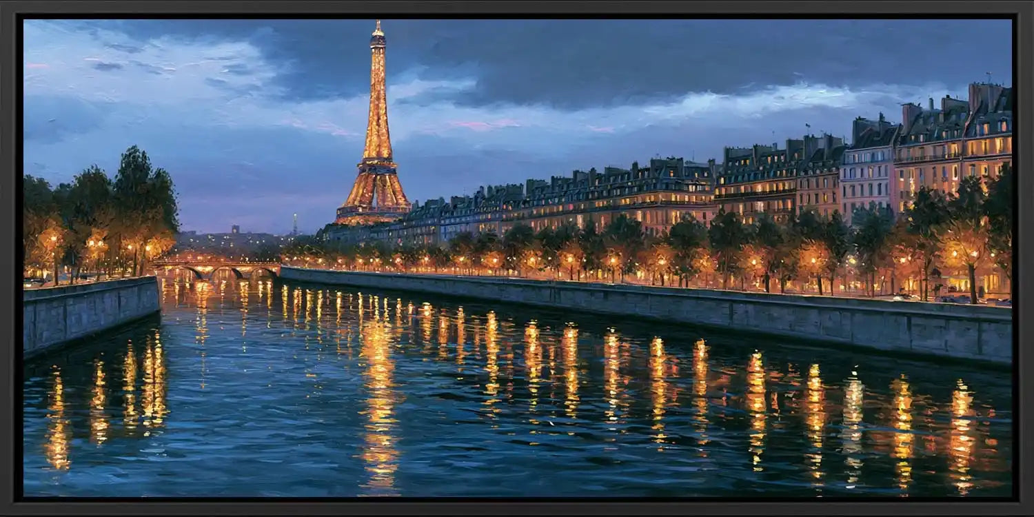 Eiffel Tower & Seine River Panoramic painting
