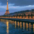 Eiffel Tower & Seine River Panoramic painting