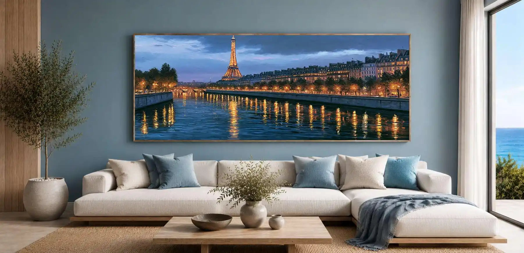 Eiffel Tower & Seine River Panoramic painting