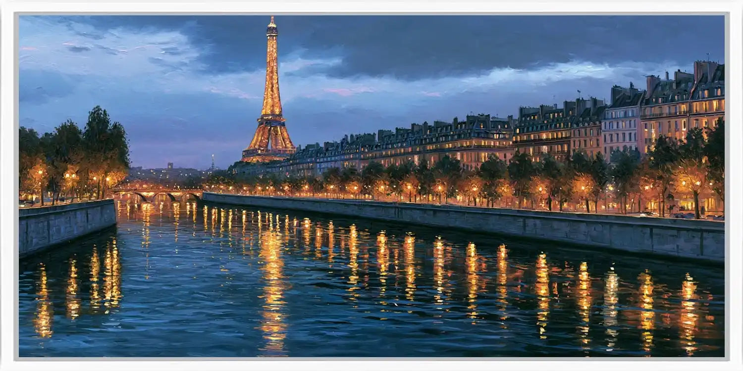 Eiffel Tower & Seine River Panoramic painting