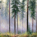 Evergreen Forest  Panoramic painting