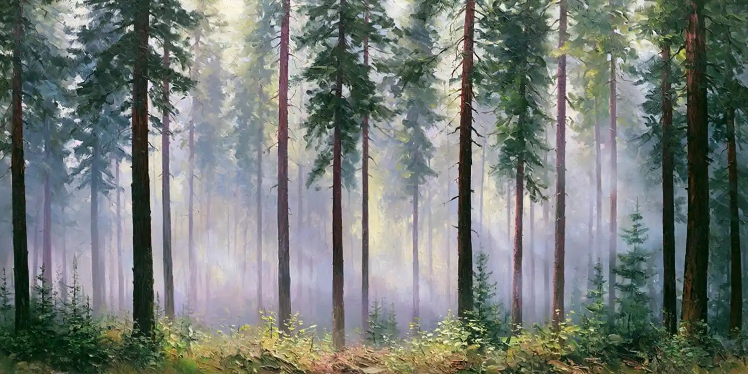 Evergreen Forest  Panoramic painting