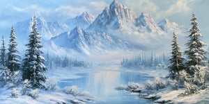 Winter landscape Panorama Canvas Print