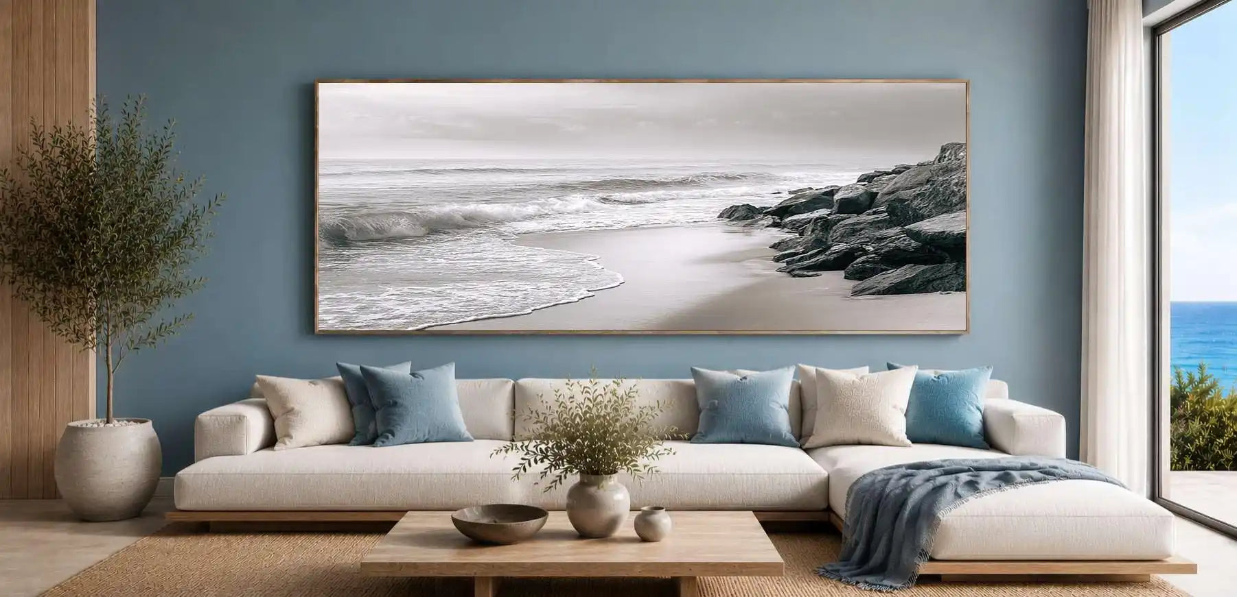 Quiet Breakwater Panoramic Canvas Print