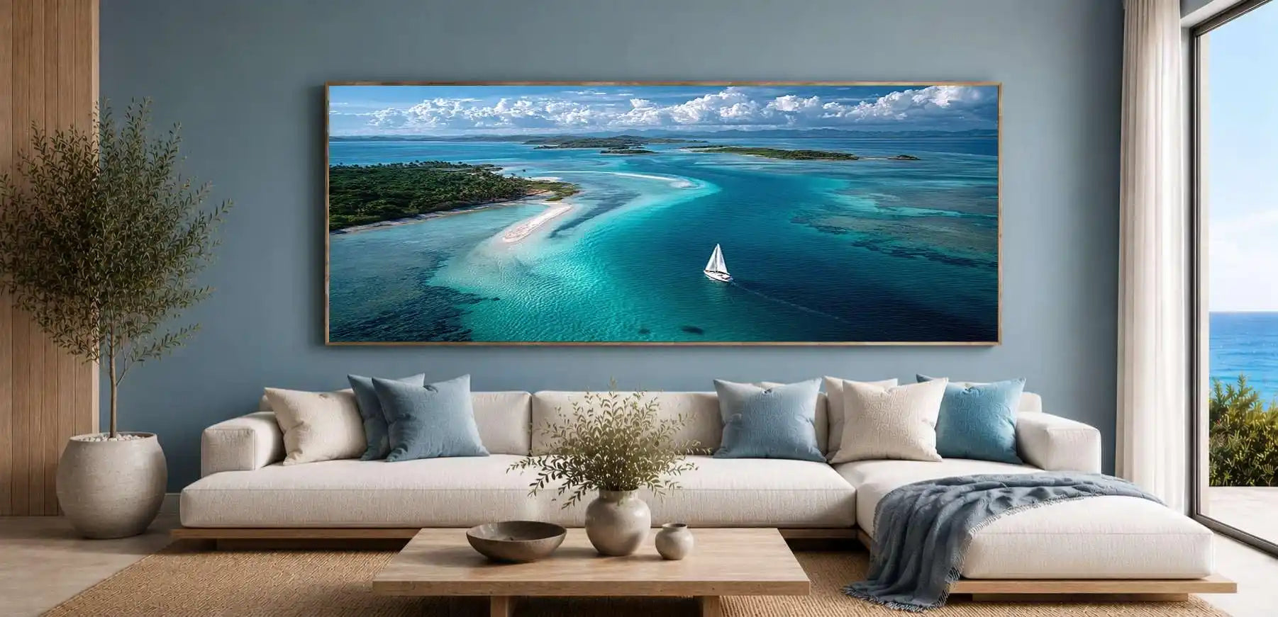 Lagoon Sail Panoramic Canvas Print