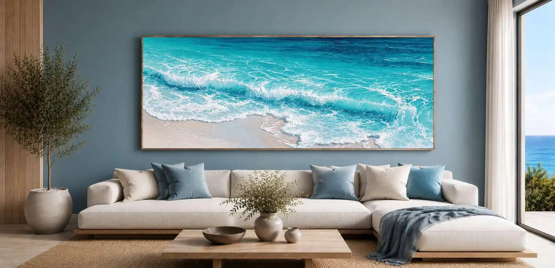 Turquoise Break Panoramic Canvas Print