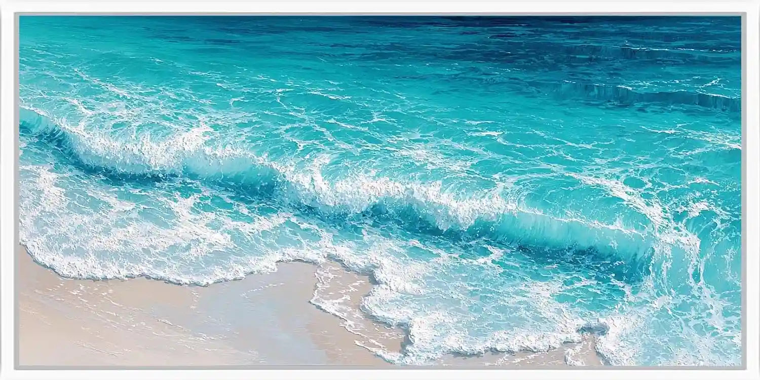 Turquoise Break Panoramic Canvas Print