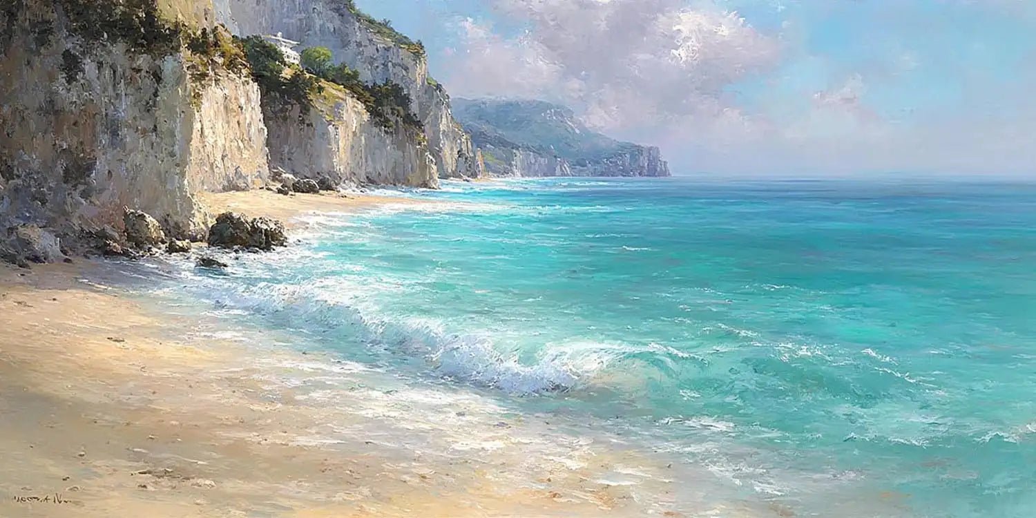 Chalk Coast Calm Panoramic Canvas Print