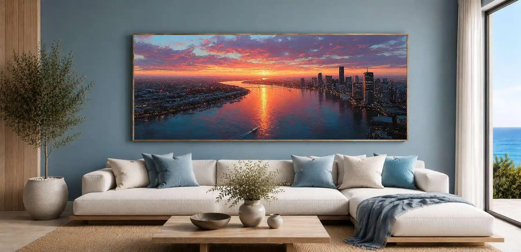 Golden Cliff Tide Panoramic Canvas Print