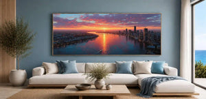Golden Cliff Tide Panoramic Canvas Print