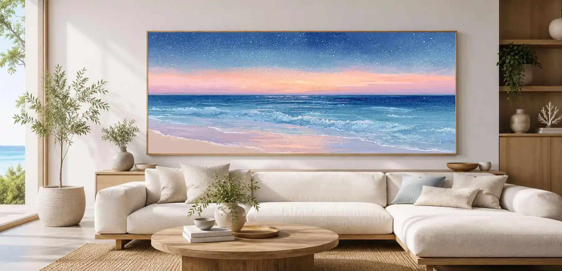 Starlit Shore Panoramic Canvas Print