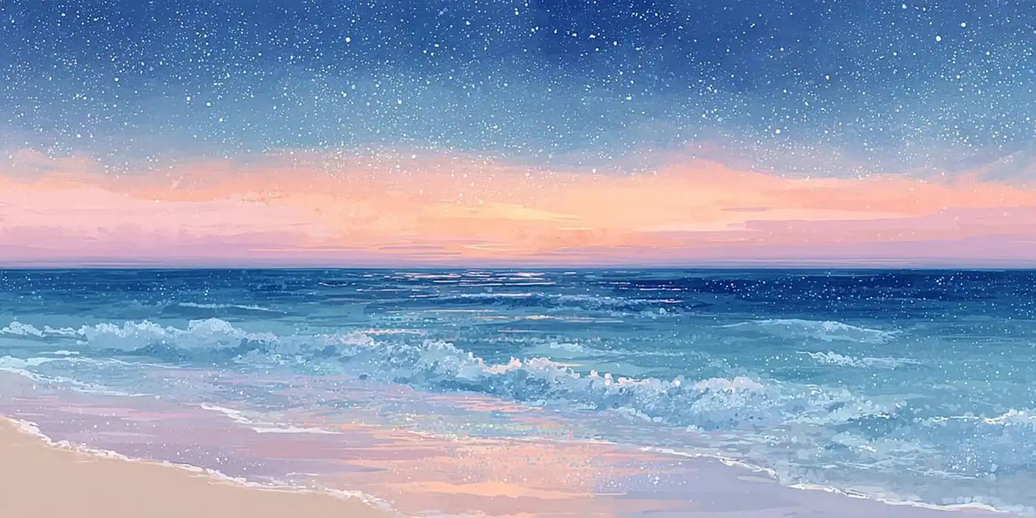Starlit Shore Panoramic Canvas Print