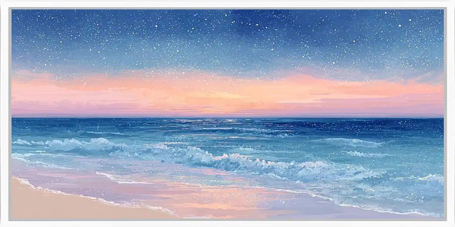 Starlit Shore Panoramic Canvas Print