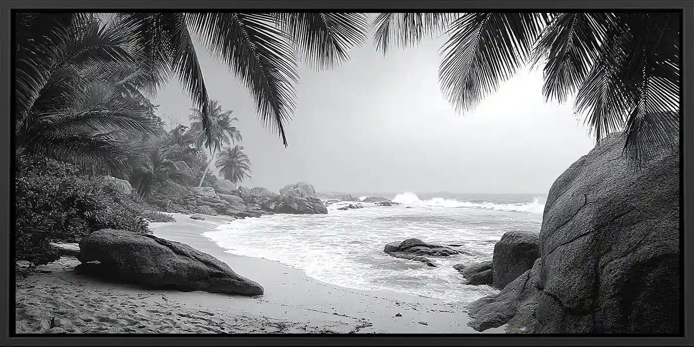 Tropical Monochrome Panoramic Canvas Print