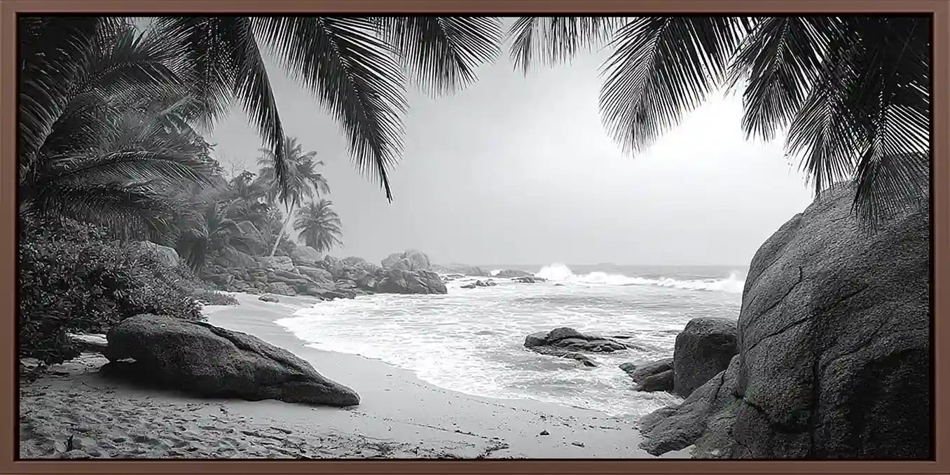 Tropical Monochrome Panoramic Canvas Print