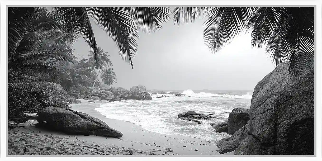 Tropical Monochrome Panoramic Canvas Print