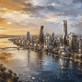 Harbor Glow Panoramic Canvas Print