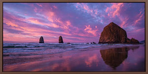 Violet Seastacks Panoramic Canvas Print