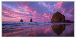 Violet Seastacks Panoramic Canvas Print