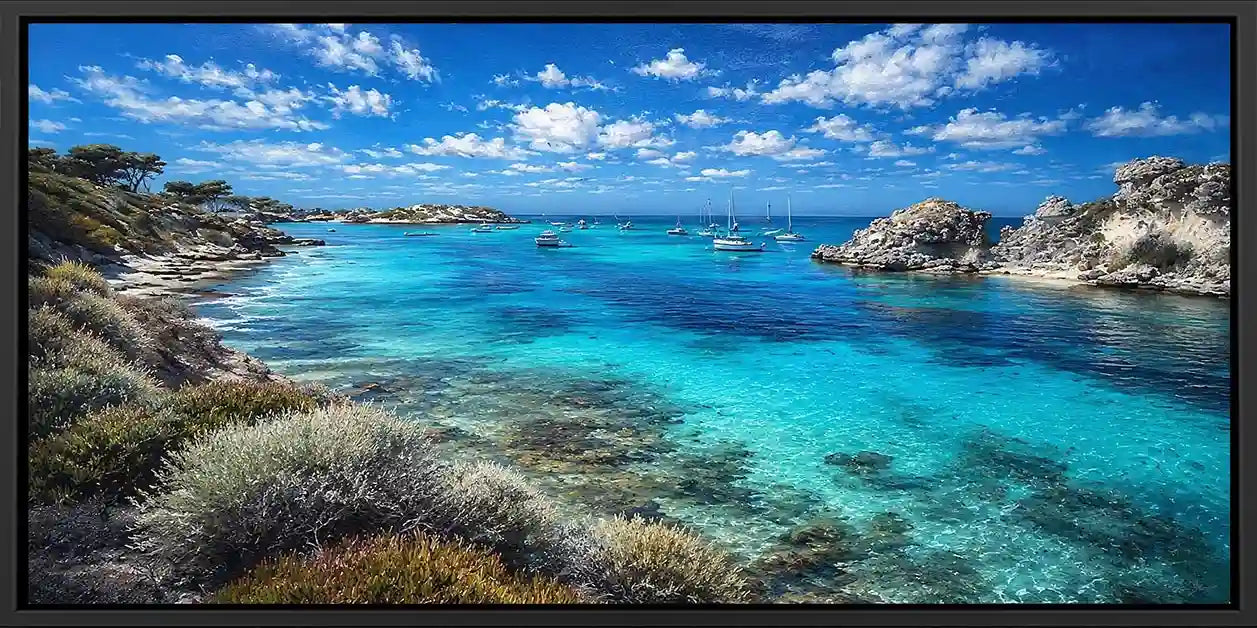 Rottnest Island Turquoise Ocean Bay Panoramic Canvas Print