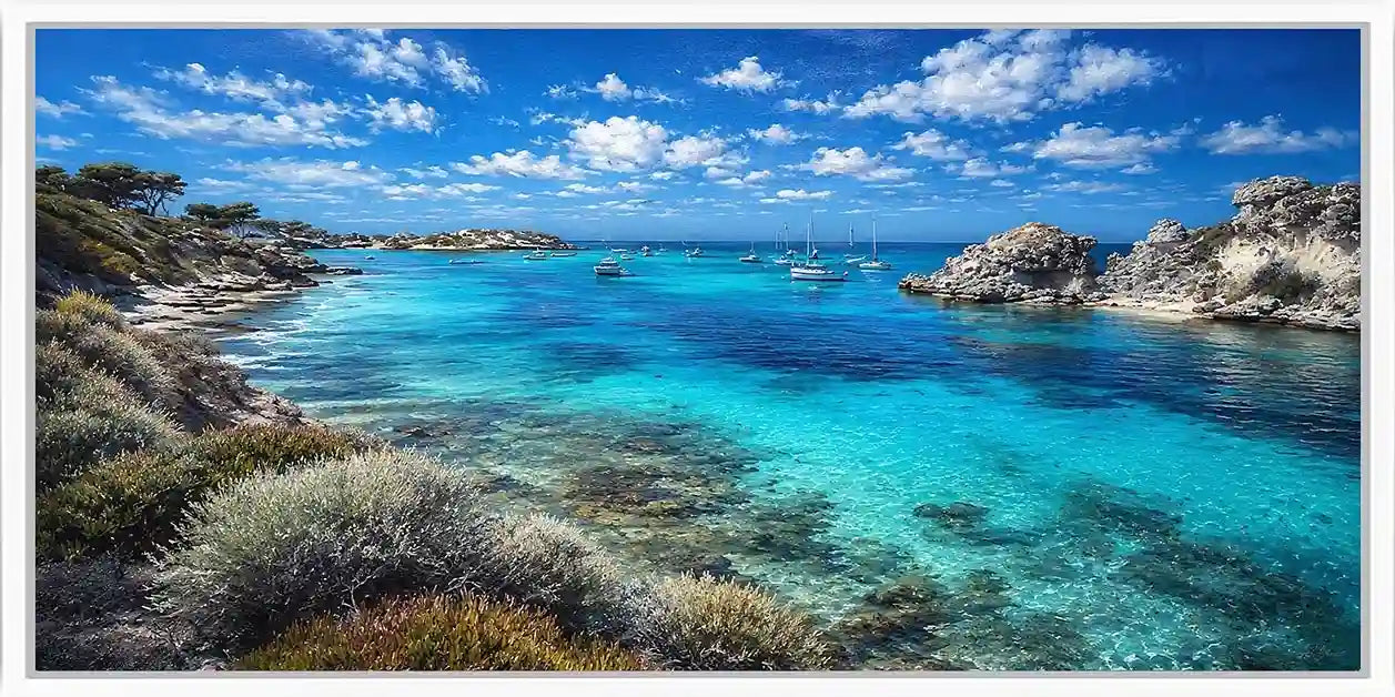 Rottnest Island Turquoise Ocean Bay Panoramic Canvas Print