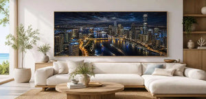 Brisbane City Night Panoramic  Long Painting