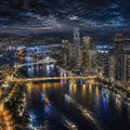 Brisbane City Night Panoramic  Long Painting