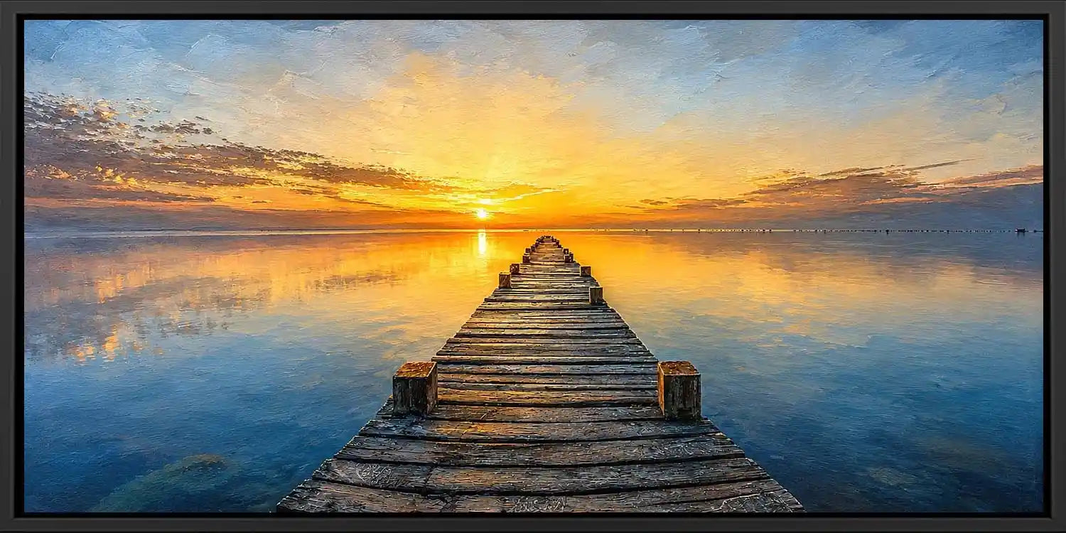 Golden Pier Panoramic Canvas Print