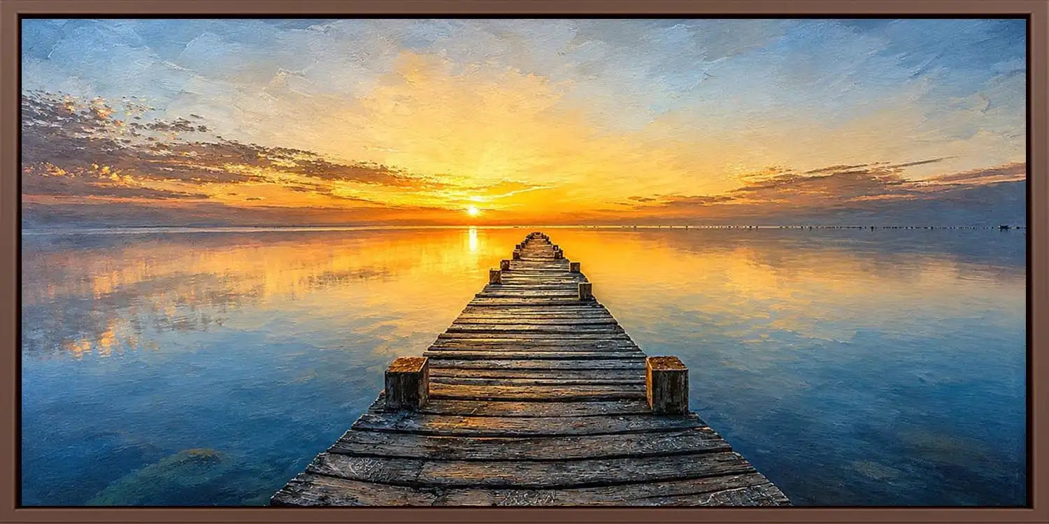 Golden Pier Panoramic Canvas Print