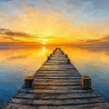 Golden Pier Panoramic Canvas Print