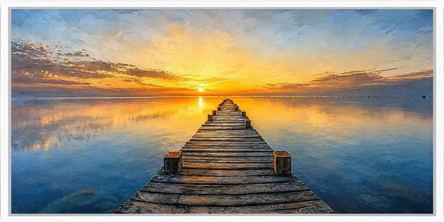 Golden Pier Panoramic Canvas Print