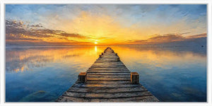 Golden Pier Panoramic Canvas Print