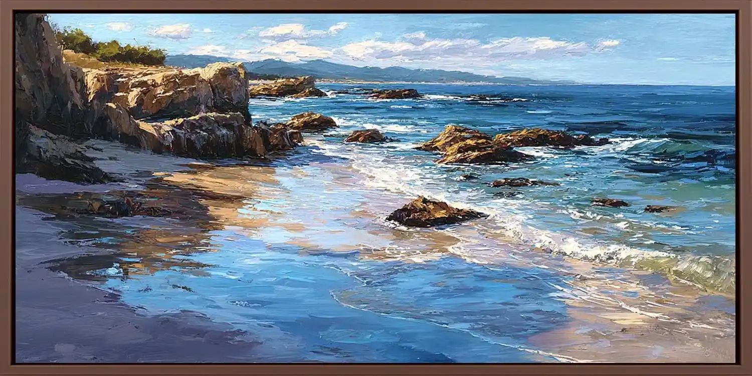Rocky Coast Light Panoramic Canvas Print