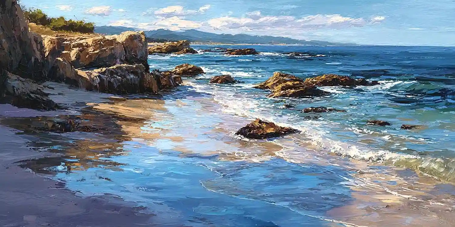 Rocky Coast Light Panoramic Canvas Print