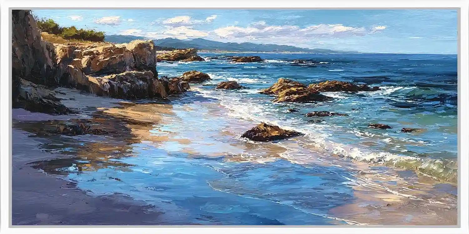 Rocky Coast Light Panoramic Canvas Print
